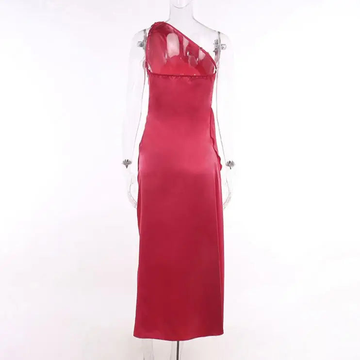 Robe Longue Satinée Femme – Style Moderne et Dos Nu