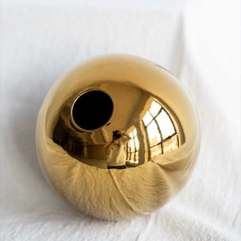 Luxury Gold Ceramic Ball Vase – Modern Decorative Flower Vase for Home Decor