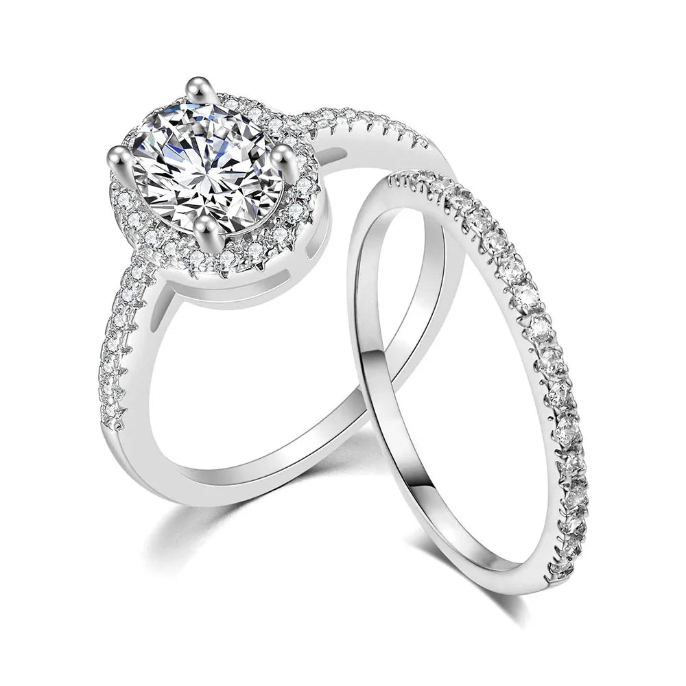 Wholesale Bulk Wedding Rings Couple Set Cubic Zircon Finger Ring Fine Fashion Jewelry