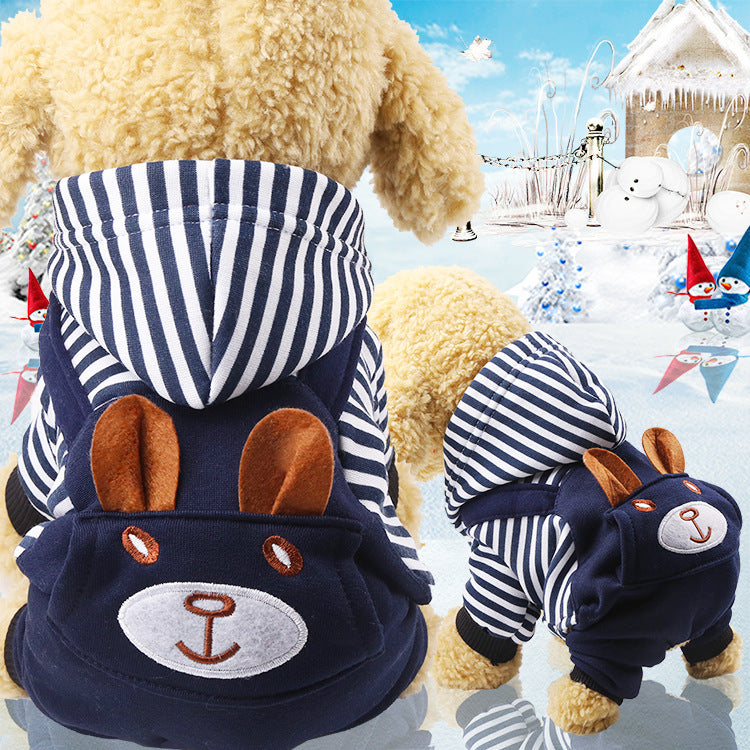 Warm Cartoon Pet Clothes for Dogs & Cats – Soft Cotton Jumpsuit