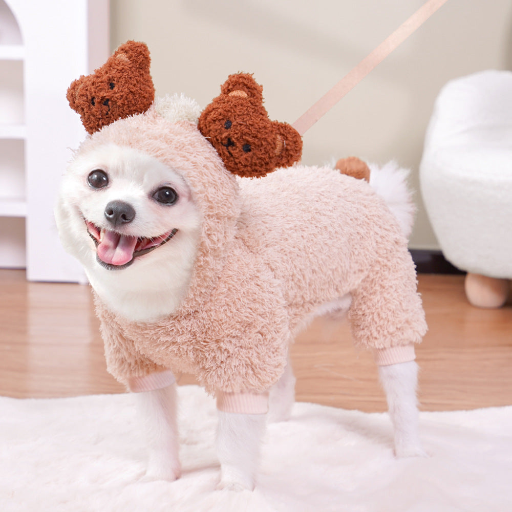 Warm Cartoon Pet Clothes for Dogs & Cats – Soft Cotton Jumpsuit