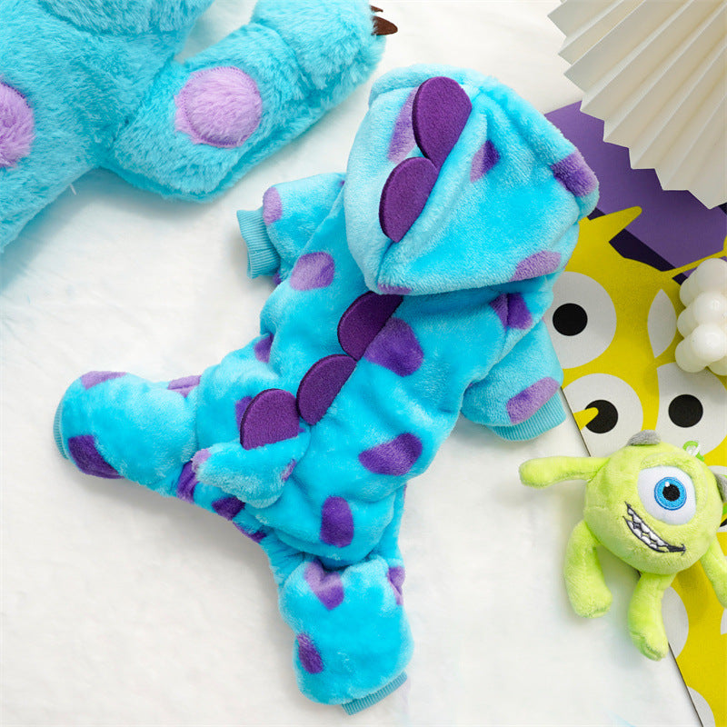 Warm Cartoon Pet Clothes for Dogs & Cats – Soft Cotton Jumpsuit