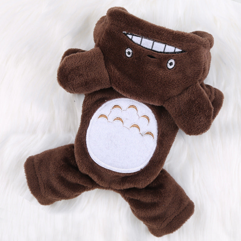 Warm Cartoon Pet Clothes for Dogs & Cats – Soft Cotton Jumpsuit