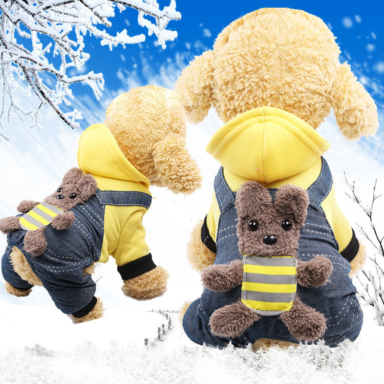Warm Cartoon Pet Clothes for Dogs & Cats – Soft Cotton Jumpsuit