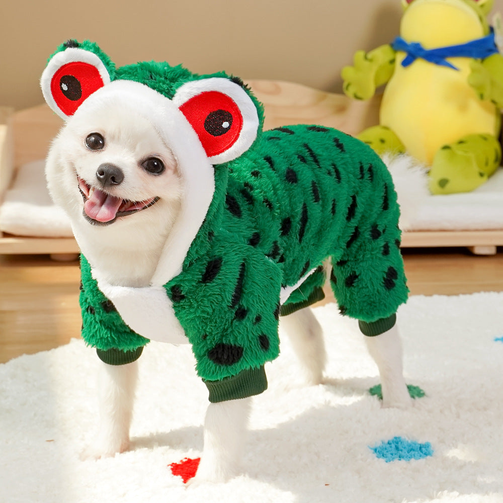 Warm Cartoon Pet Clothes for Dogs & Cats – Soft Cotton Jumpsuit
