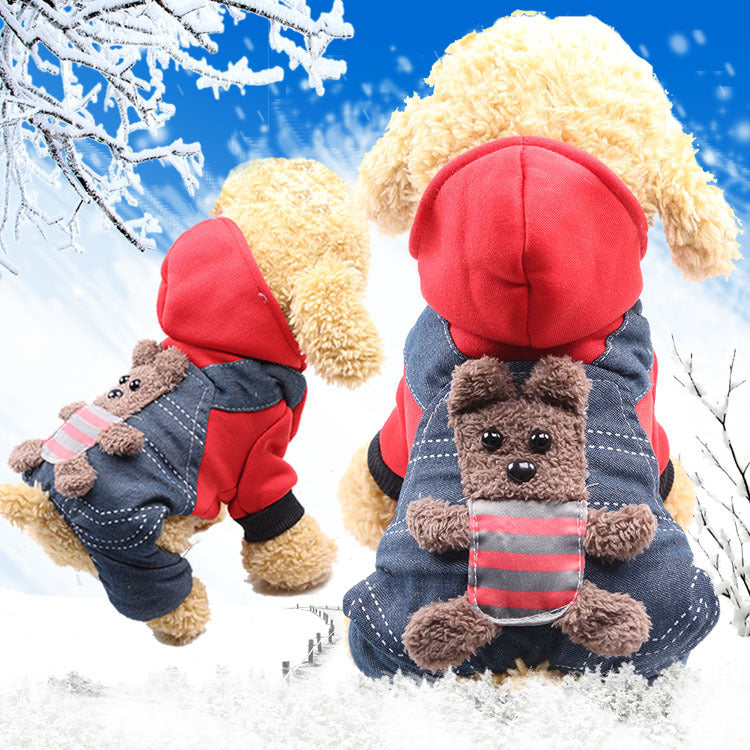 Warm Cartoon Pet Clothes for Dogs & Cats – Soft Cotton Jumpsuit