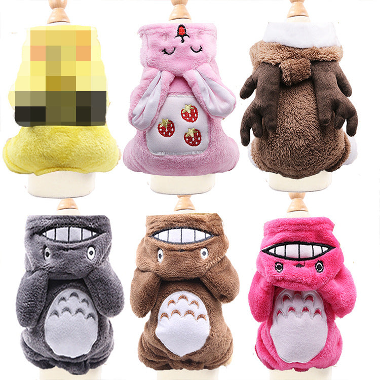 Warm Cartoon Pet Clothes for Dogs & Cats – Soft Cotton Jumpsuit