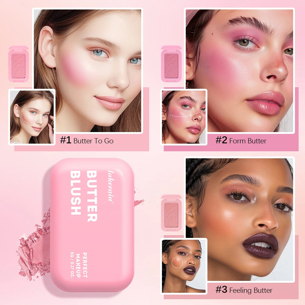 Blush poudre maquillage professionnel – Tenue 12 heures, formule vegan – Blush en stick ou palette, poudre rose crémeuse pour le visage