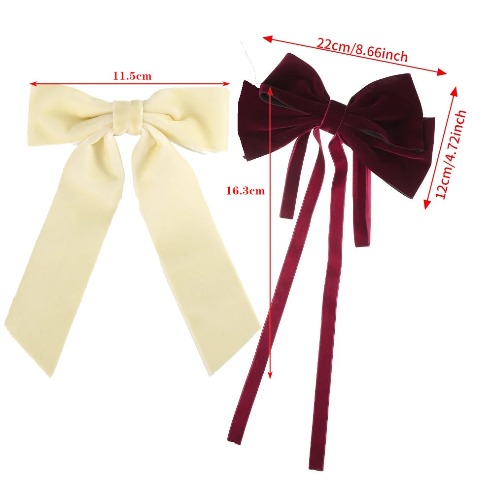 « Barrettes Femme – Nœud Velours, Noir & Rouge »