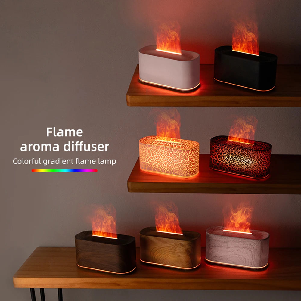 Flame Aroma Diffuser – Colorful LED Essential Oil Humidifier for Home & Relaxation