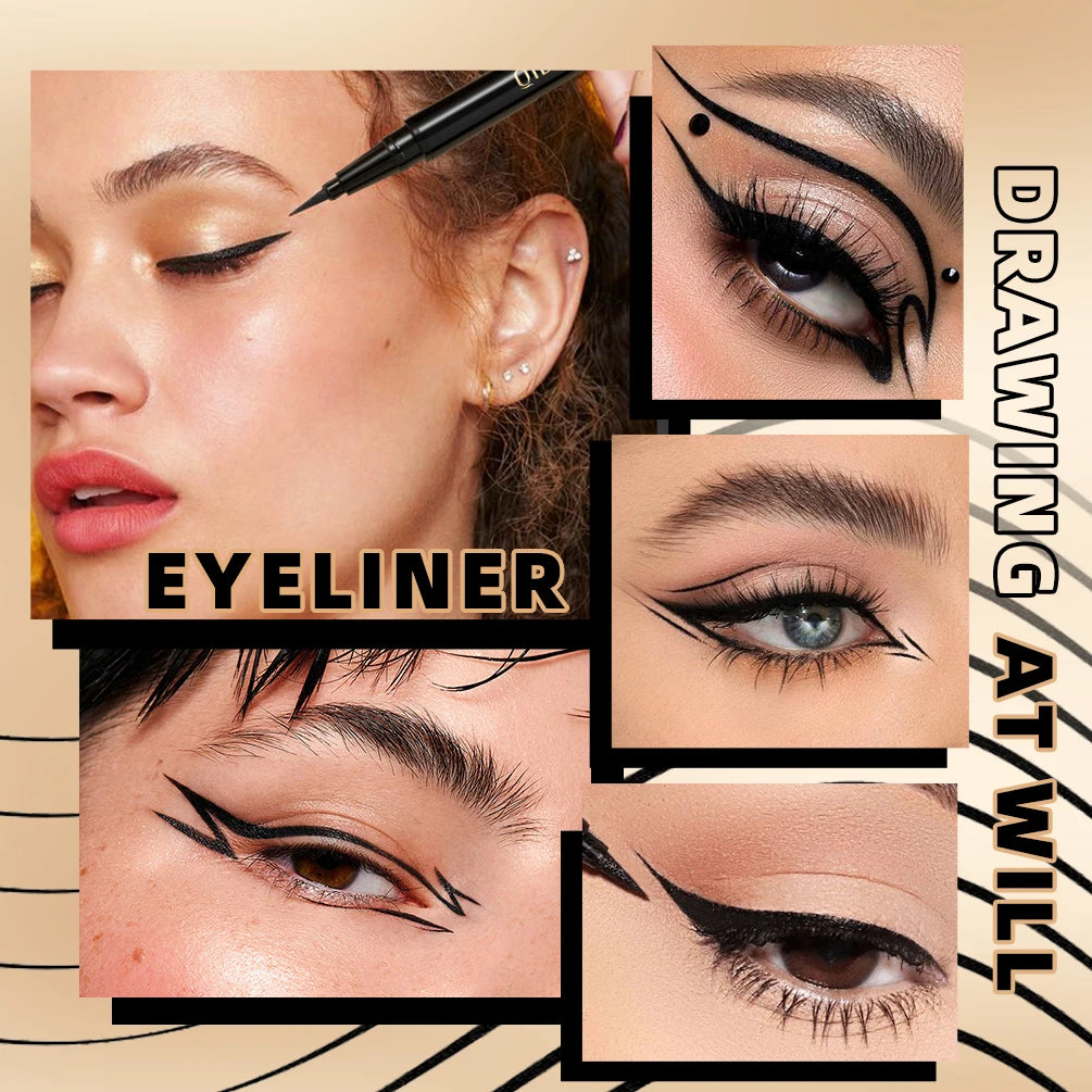 Eyeliner liquide noir longue tenue, waterproof, séchage rapide, ne coule pas, effet naturel