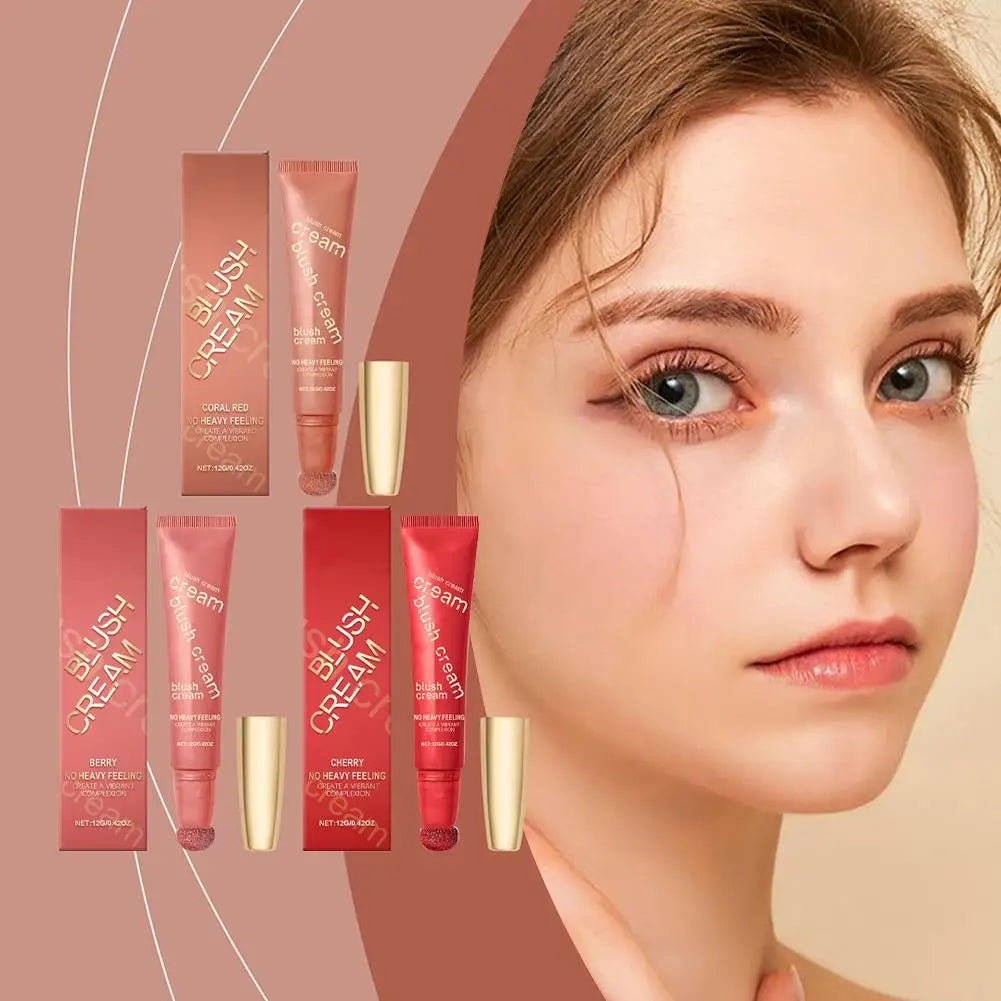 Blush stick crème liquide – Avec applicateur coussin, pour joues – Blush léger et facile à appliquer, maquillage confortable