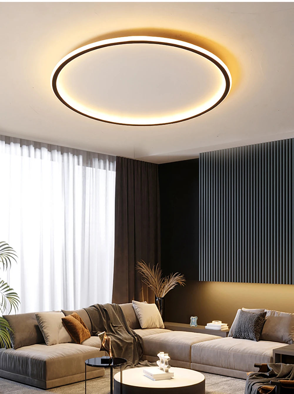 Modern LED Ceiling Light – Circular Flush Mount Fixture for Living Room, Bedroom & Hallway