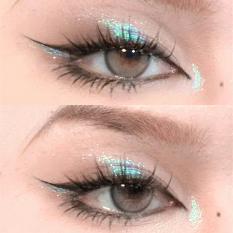 Fard à paupières argenté illuminateur, nacré et pailleté, longue tenue, waterproof, maquillage de fête pour femmes