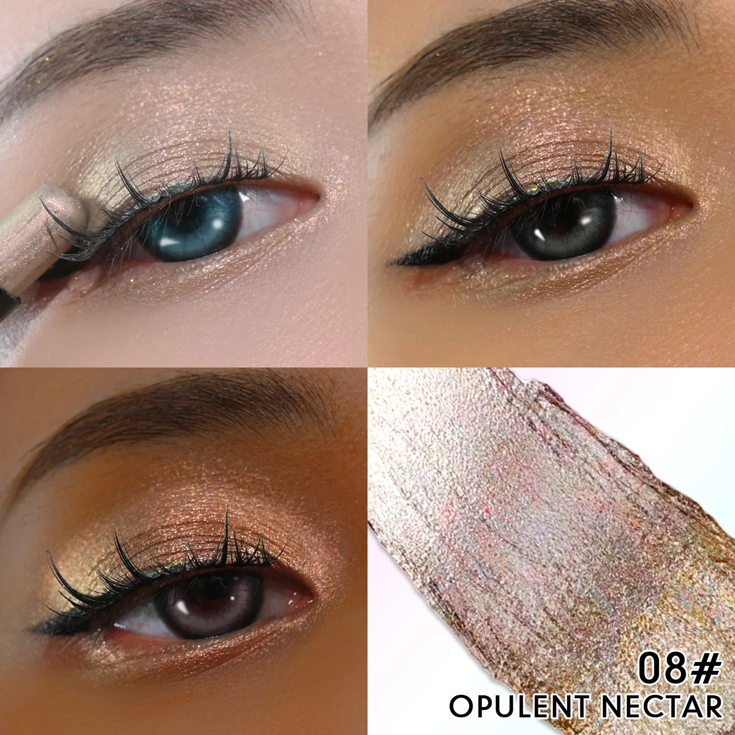 Crayon fard à paupières  double embout, multichrome pailleté, waterproof, maquillage professionnel