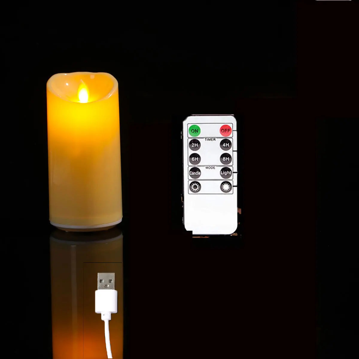 Rechargeable LED Moving Wick Candles – USB Remote Control Flameless Candle Set (1 or 3 Pieces)