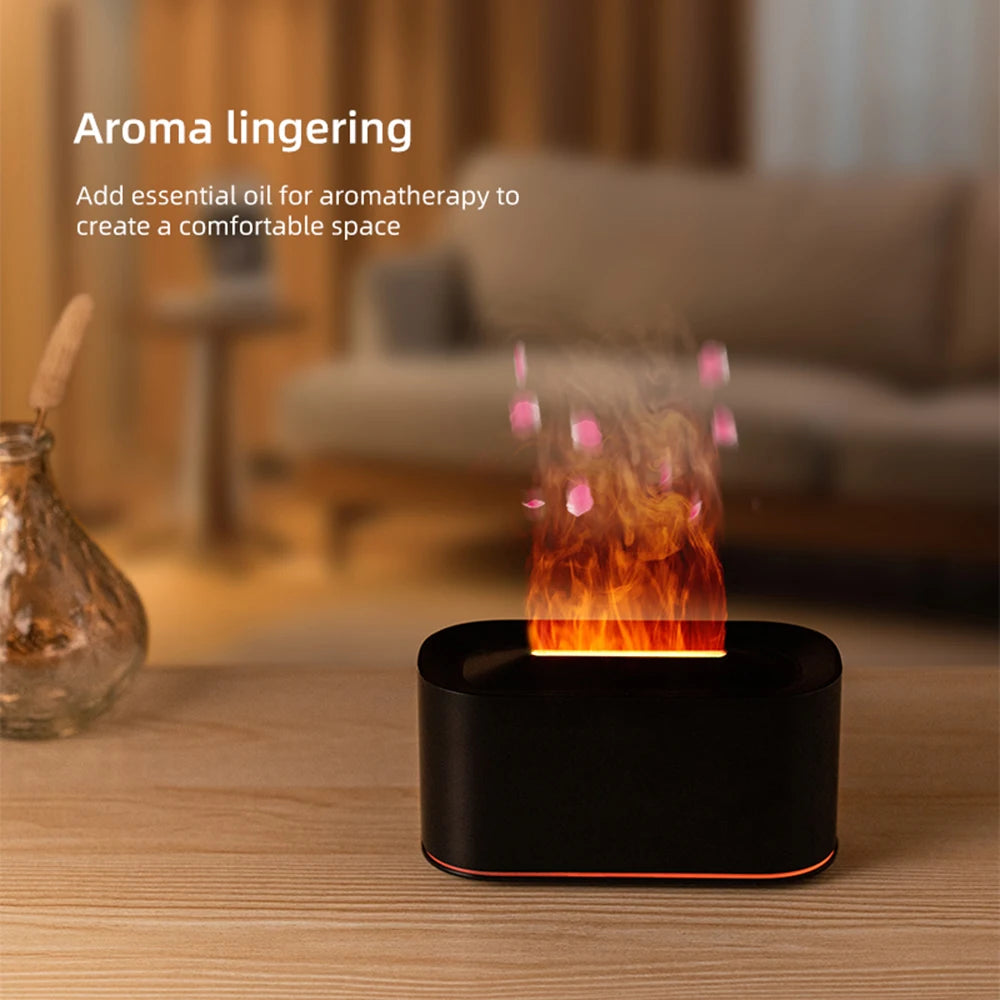 Flame Aroma Diffuser – Colorful LED Essential Oil Humidifier for Home & Relaxation