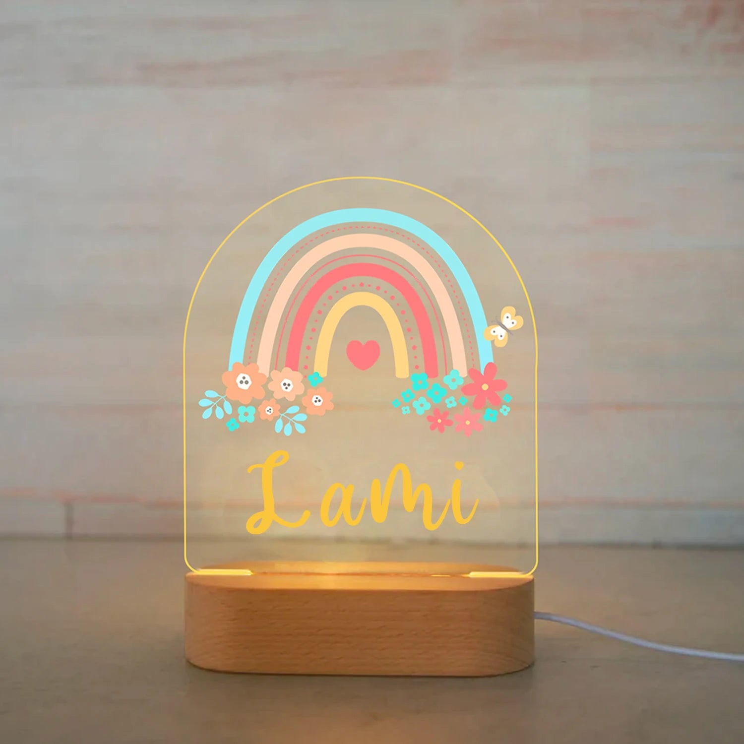 Personalized Animal Night Light with Custom Name – Acrylic LED Lamp for Kids' Bedrooms
