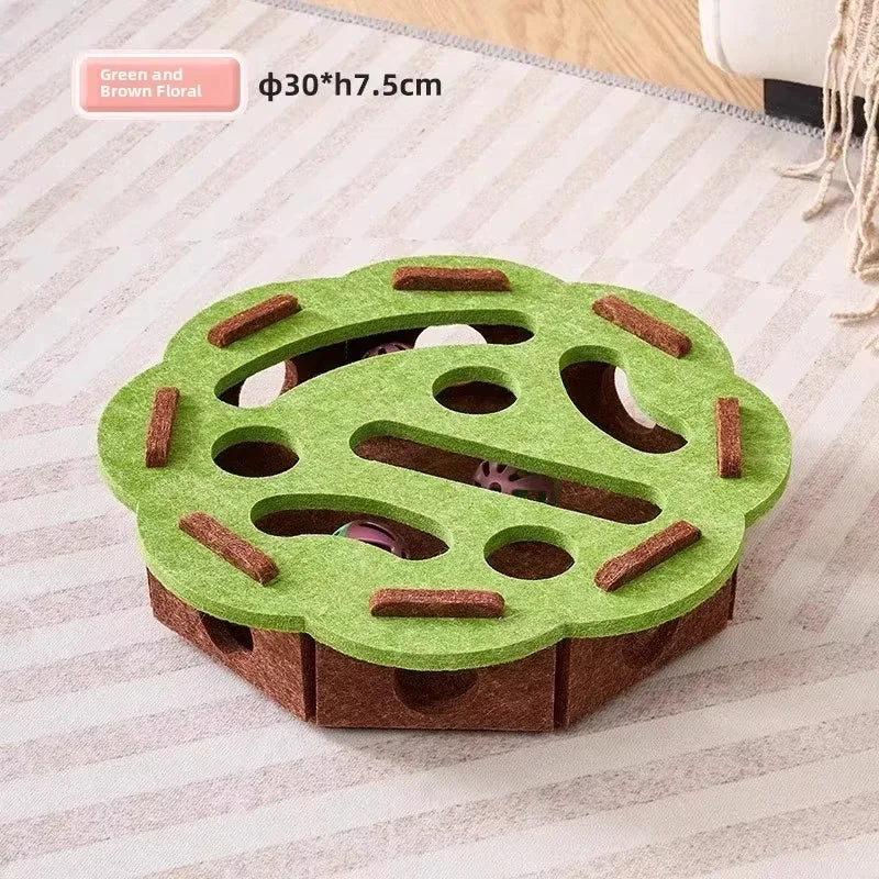 Felt Cat Puzzle Box with Ball – Interactive Hunting & Exercise Toy