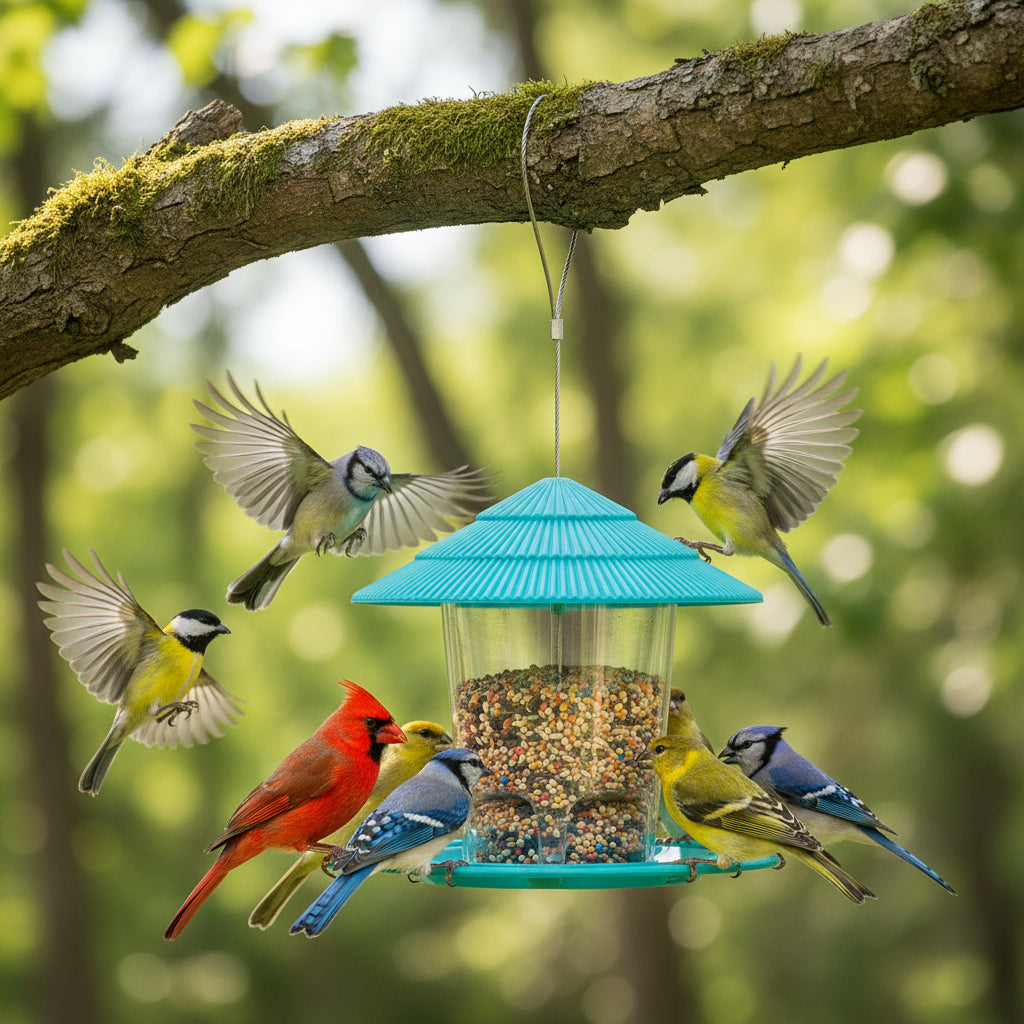 Hanging Bird Feeder – Multi-Port Outdoor Seed & Nut Feeding Station