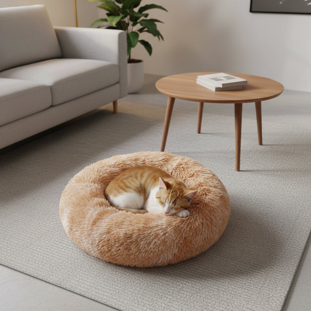 Plush Round Pet Bed – Ultra Soft Warm Dog & Cat Bed