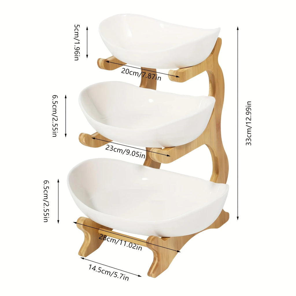 3-Tier Wooden Fruit & Vegetable Basket with Wooden Legs – Kitchen Storage Organizer