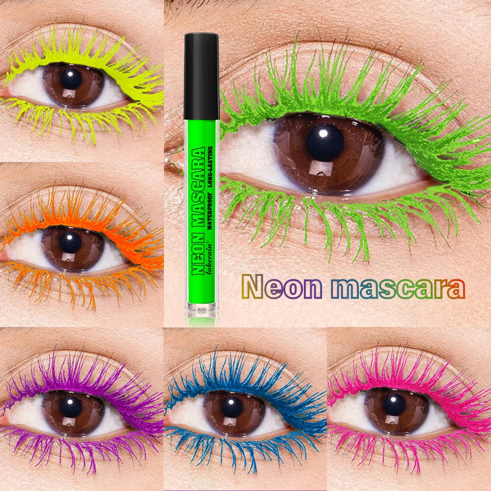 Mascara coloré volume et courbure waterproof longue tenue – bleu, blanc, vert, rose
