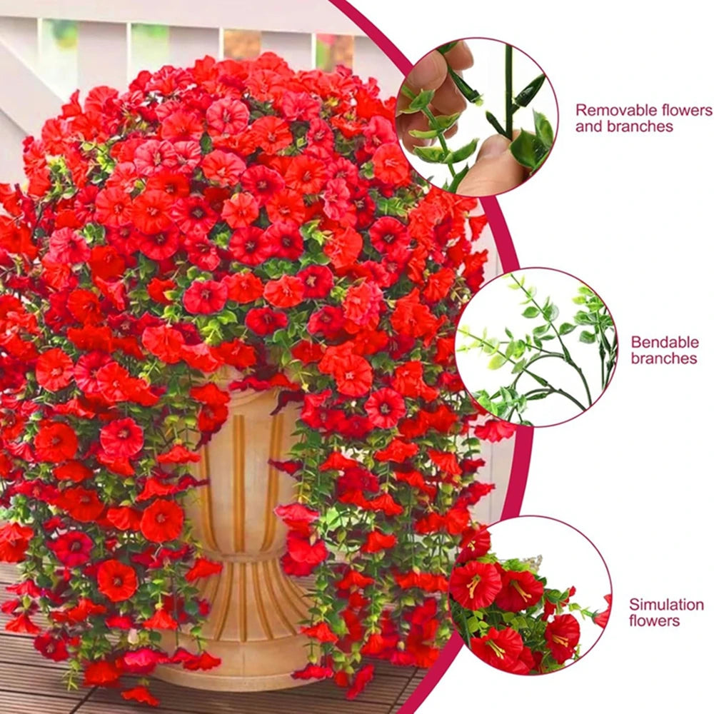 Artificial Morning Glory Flower Vine – Decorative Hanging Floral Garland