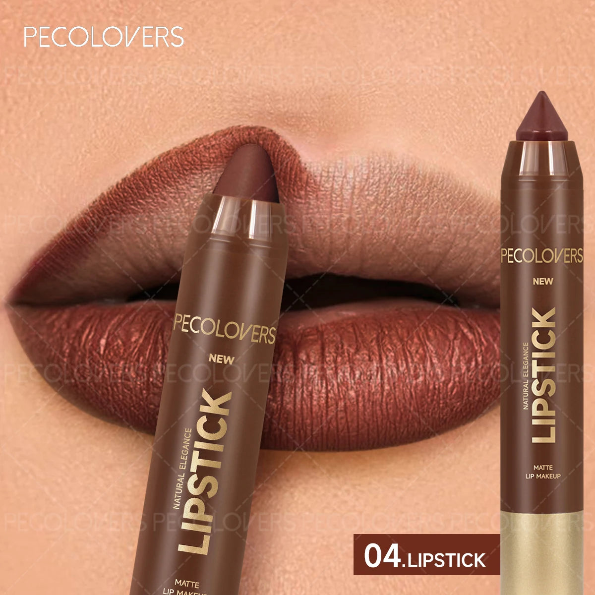 Crayon à Lèvres Mat Marron – Double Usage Contour et Rouge à Lèvres, Waterproof, Longue Tenue, Fini Naturel, Idéal Cadeau