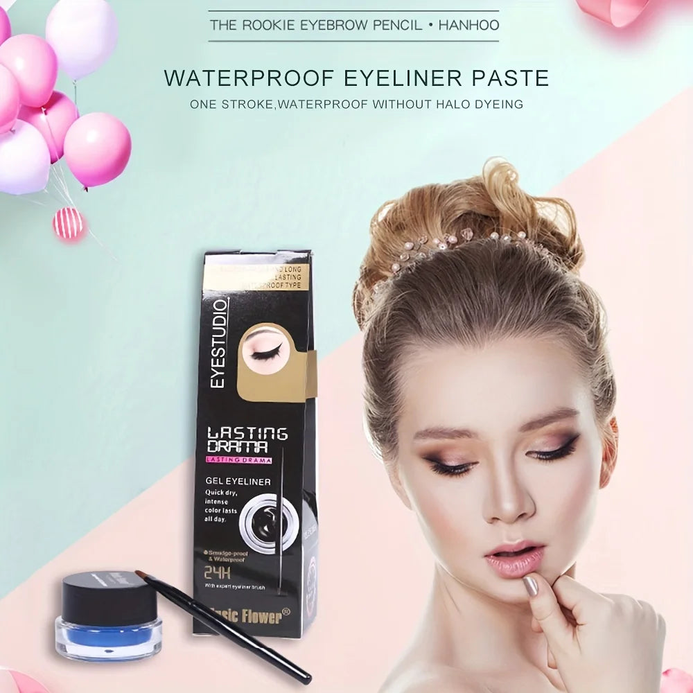 Eyeliner crème à la couleur riche, résistant à l'eau et aux bavures, maquillage facile à colorer (marron, bleu, violet, vert et noir)