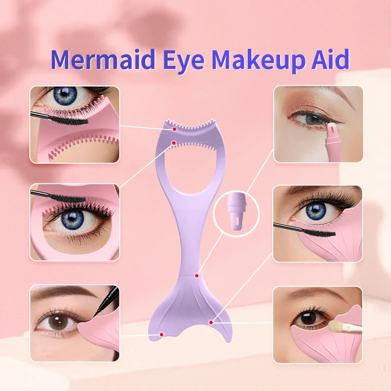 Pochoir Eyeliner Silicone Multifonction — pointe ailée, maquillage rapide et facile, aide pour ombres à paupières et guide cils