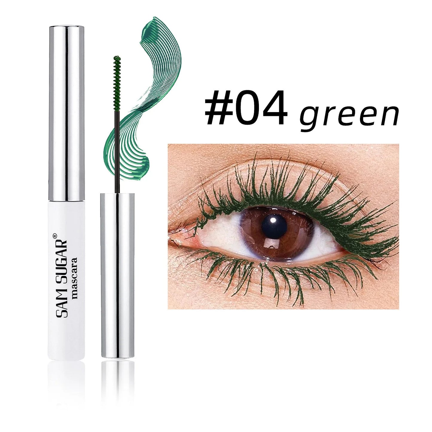 Mascara fibres de soie coloré brosse ultra-fine allongeant cils waterproof séchage rapide vert et rose
