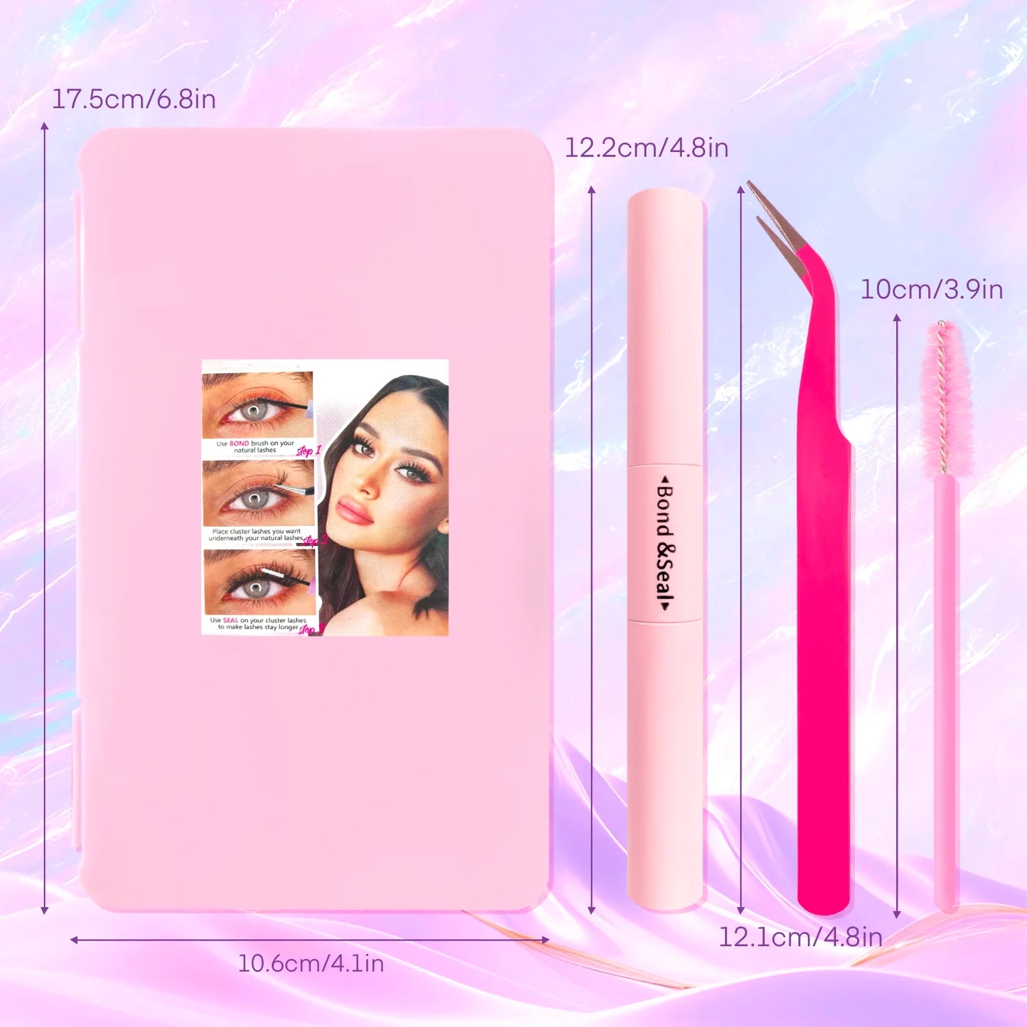 Kit Extension de Cils 720/200 pcs Fluffy Avec Colle, Scellant, Pinces et Clusters Épais Wispy