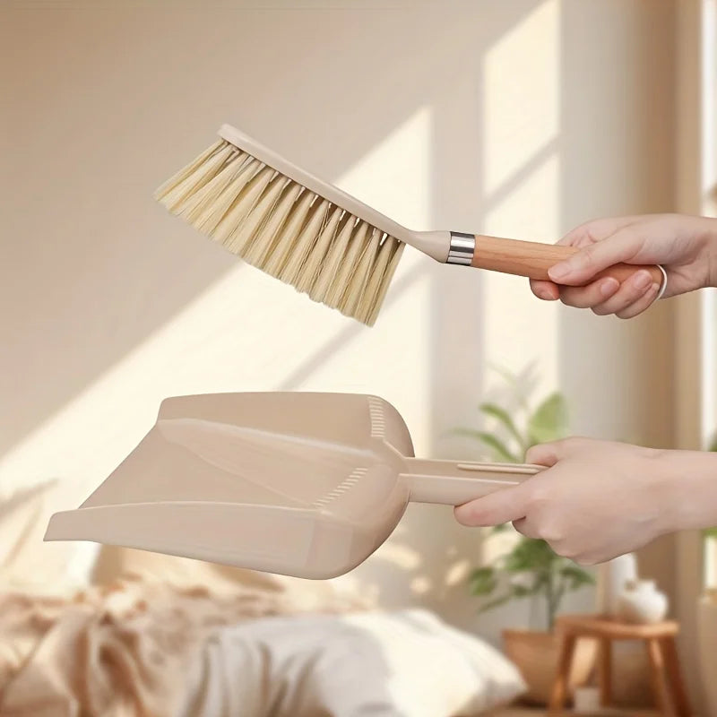 Mini Dustpan & Wooden Handle Broom Set – Small Space Cleaning Tool