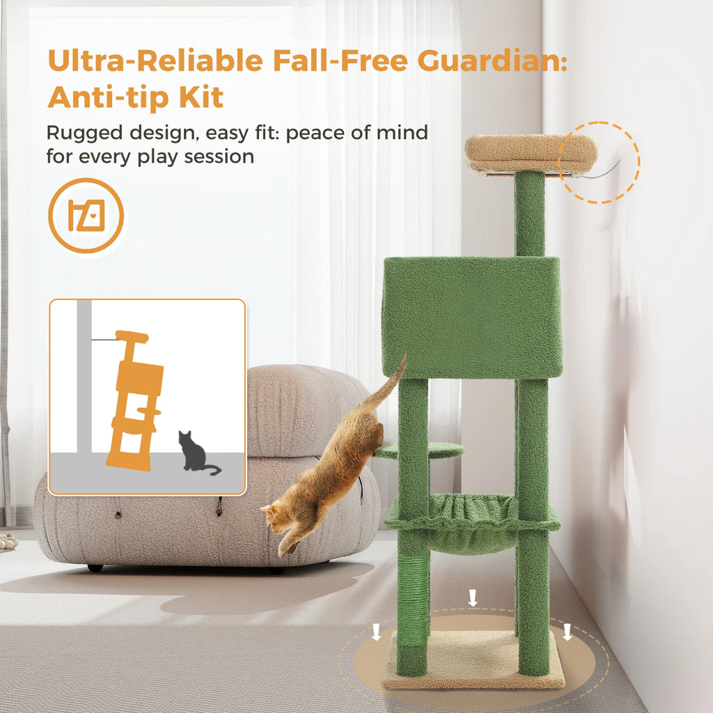Multi-Level Cat Tree Tower – Cat Condo, Hammock & Scratching Activity Center