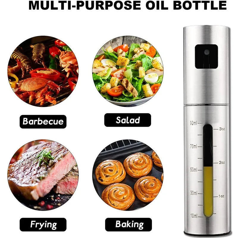 304 Stainless Steel Oil Sprayer Bottle – Refillable Olive Oil & Vinegar Mister for BBQ, Baking & Cooking
