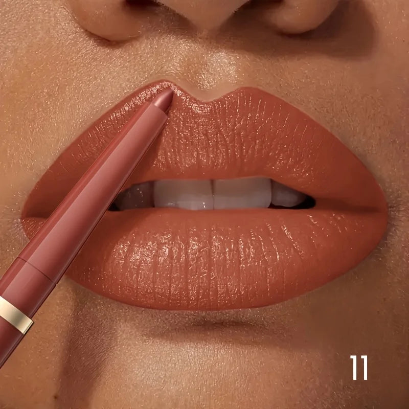 Crayon à Lèvres Nude Mat – Longue Tenue, Waterproof, Haute Pigmentation, Rétractable, Application Lisse, Look Naturel