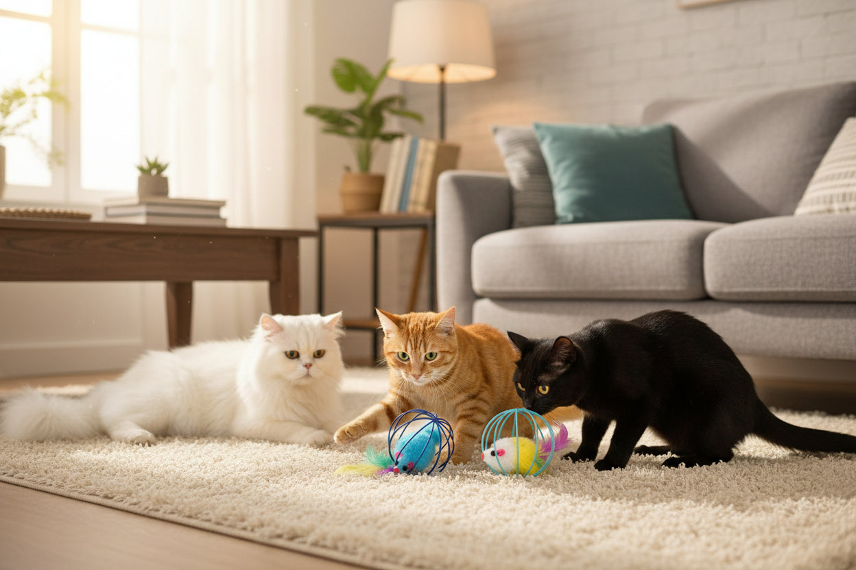Interactive Colorful Mouse Cat Toy in Cage – Fun Chase & Play Toy for Cats
