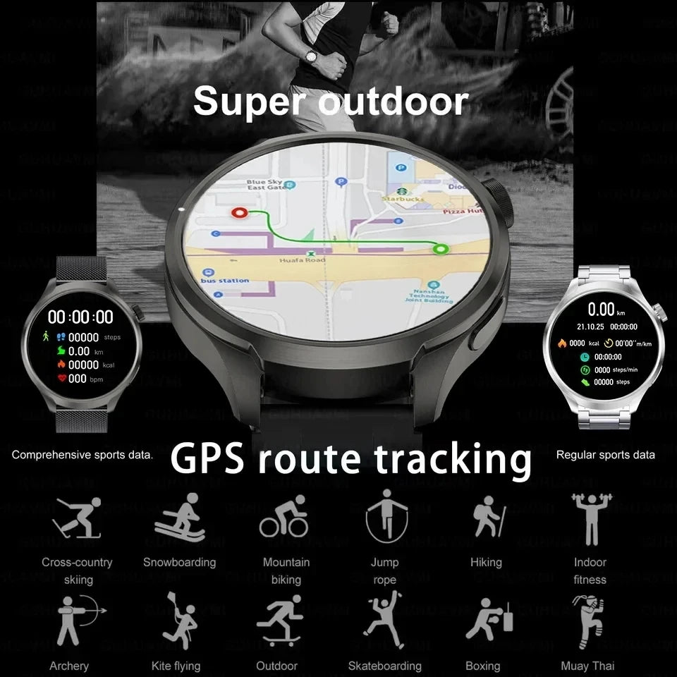 Marque originale Smartwatch 1.85 ''grand écran GPS trajectoire NFC Bluetooth appel fréquence cardiaque IP68 étanche sport montre intelligente hommes