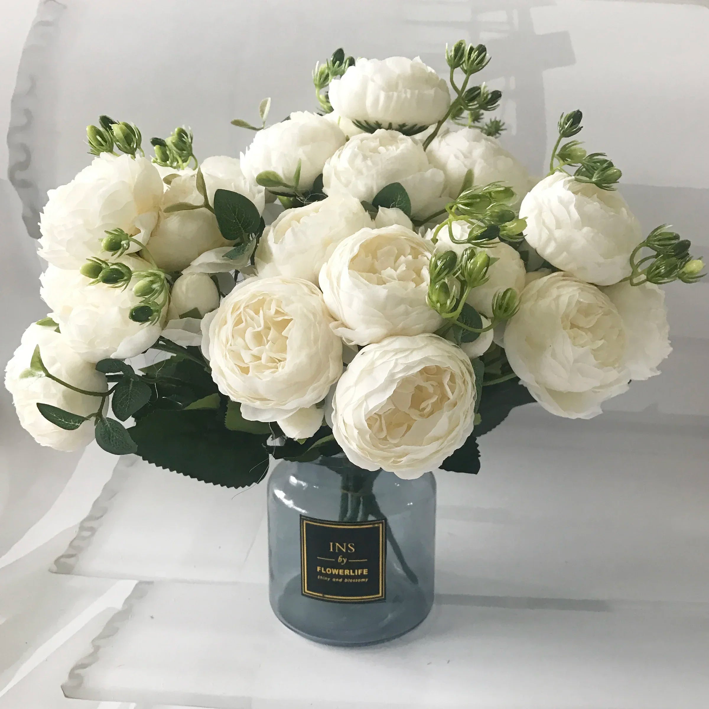 30CM Silk Peony Bouquet – Artificial Pink Flowers for Home & Wedding Décor