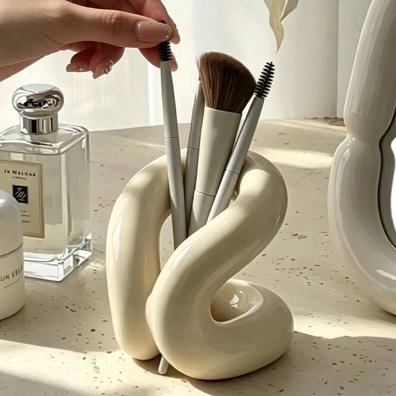 Abstract Ceramic Makeup Brush Holder
