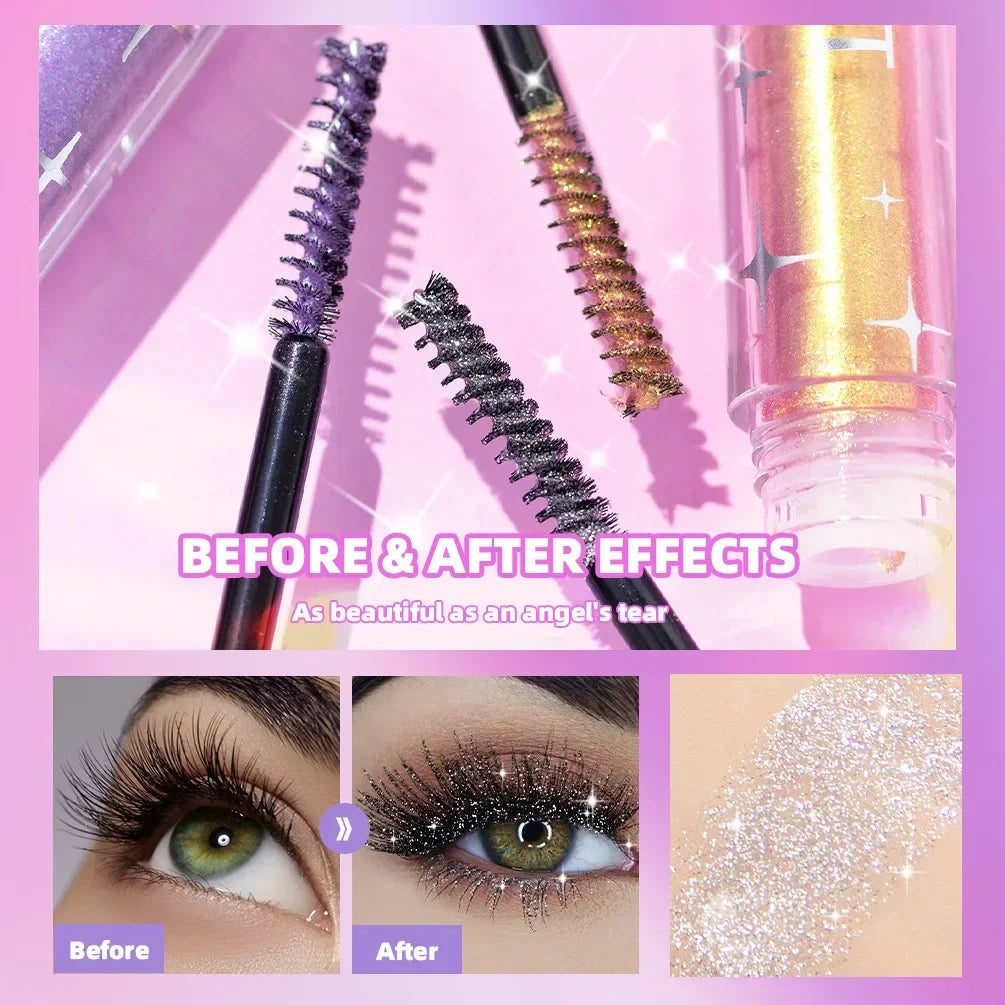 Mascara pailleté argent, or, violet diamant séchage rapide longue tenue waterproof recourbant épais brillant cils sexy