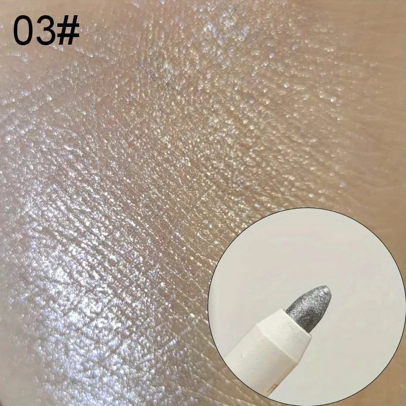 1 crayon fard à paupières gris, marron et blanc, longue tenue, nacré et pailleté, monochrome, illuminateur