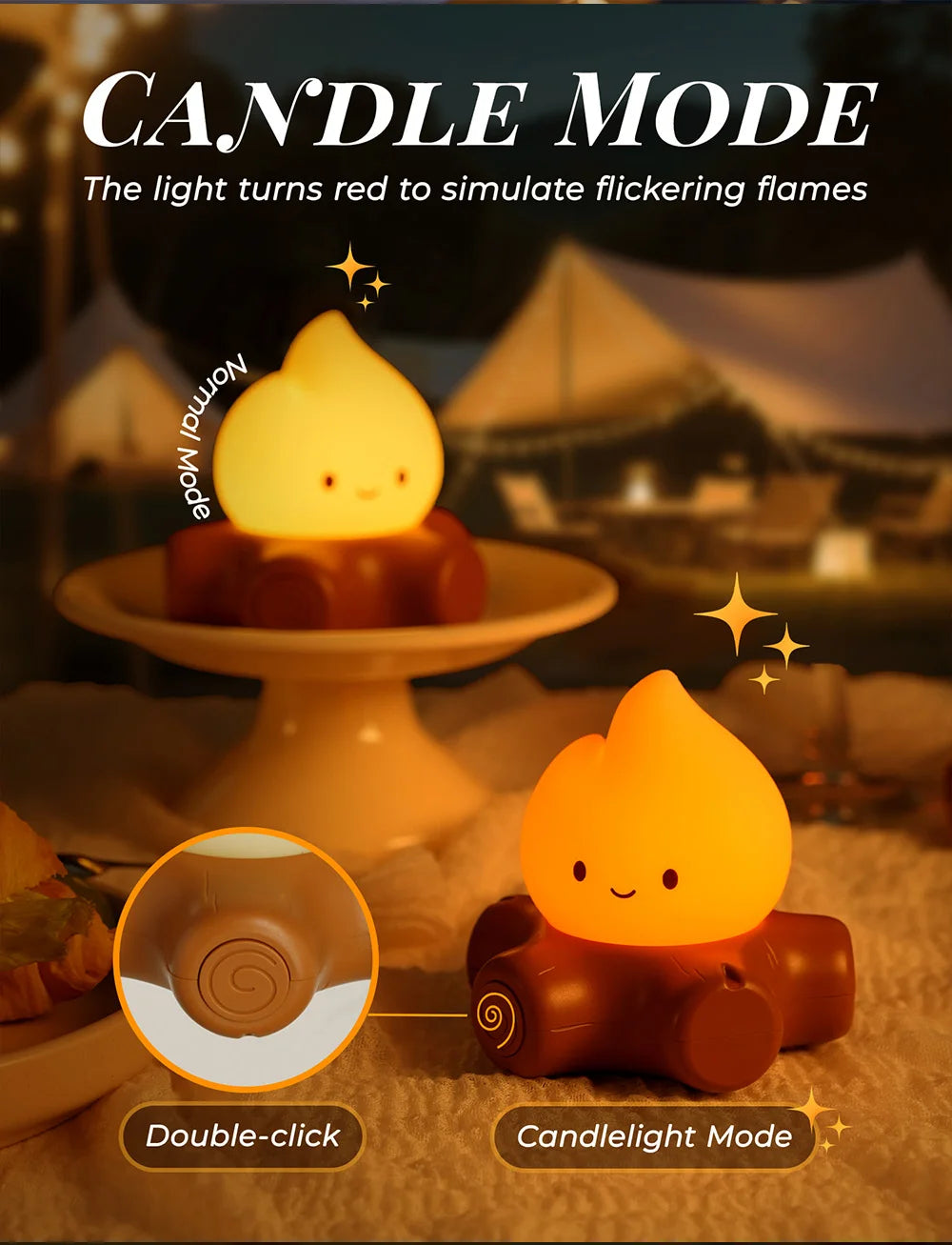 Campfire Night Light with White Noise – Cozy LED Atmosphere Lamp for Kids & Bedroom Decor