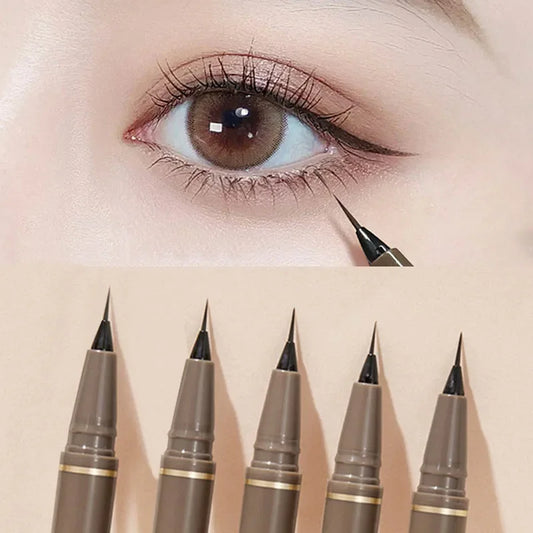 Eyeliner Pen Noir & Marron Ultra Fin — Spécial Cils Inférieurs, Waterproof, Longue Tenue, Application Douce et Précise, Effet “Aegyo-sal” (Yeux Soyeux), Outil de Maquillage Professionnel