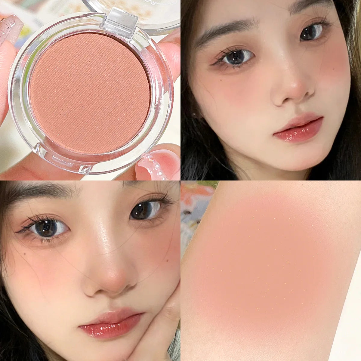 Blush mono couleur mat – Teinte naturelle pour les joues, illumine le visage, waterproof – Contouring, poudre blush, maquillage féminin