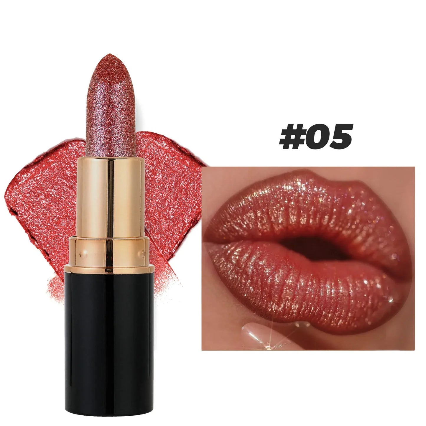 Rouge à lèvres scintillant résistant à l'eau, hydratant, durable, diamant, scintillant, glaçure, sexy, nude, scintillant, tube noir, maquillage, Jules, teinte, 256
