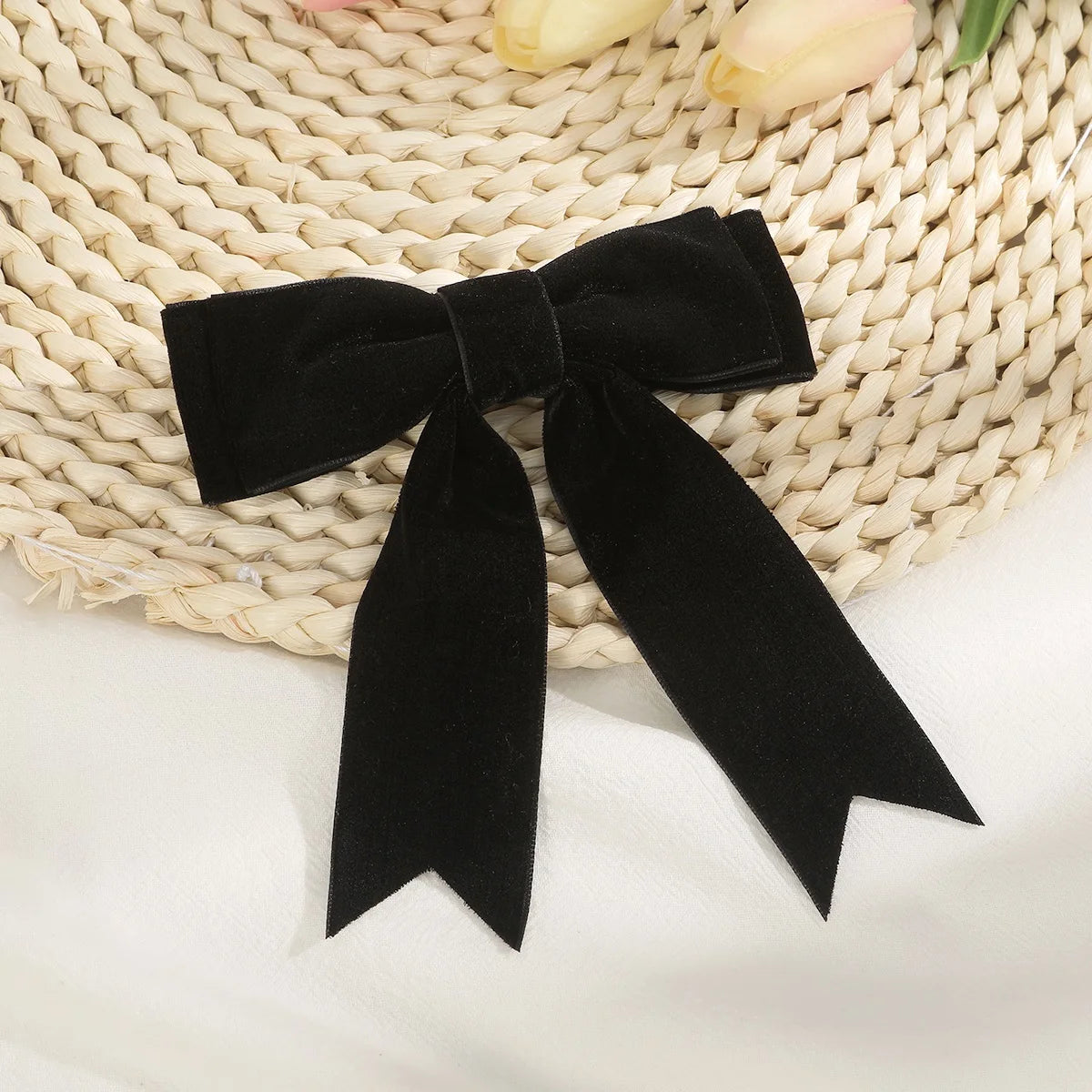 « Barrettes Femme – Nœud Velours, Noir & Rouge »