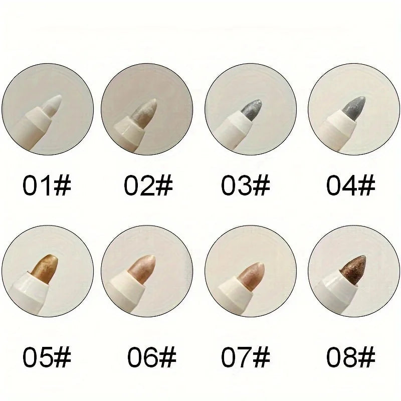 1 crayon fard à paupières gris, marron et blanc, longue tenue, nacré et pailleté, monochrome, illuminateur