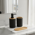 2PCS Black Bathroom Accessories Set – Soap Dispenser & Toothbrush Cup
